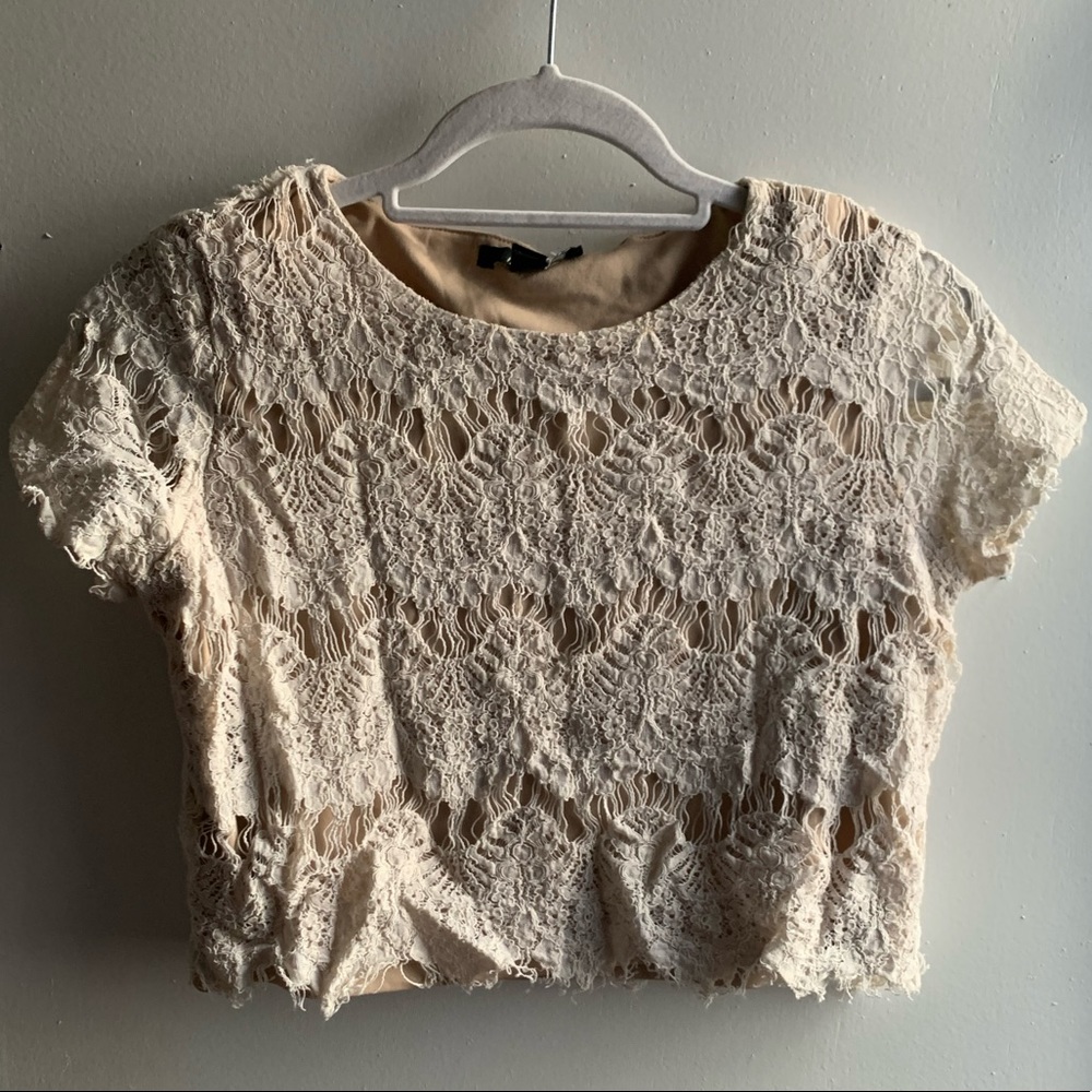 Cream Lace Crop Top Forever 21